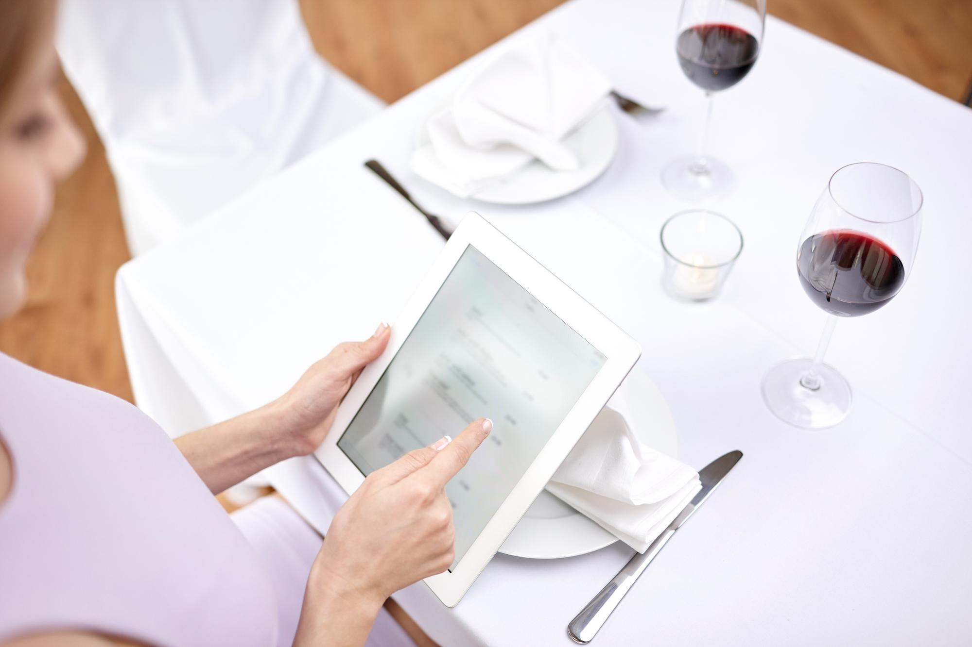 Consultation table with tablet showing meal plan